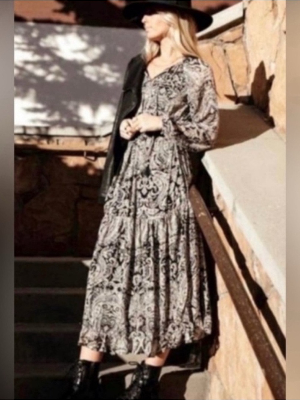 Anthropologie o.p.t. Farmhouse Billions Paisley Midi Boho Dress Size medium